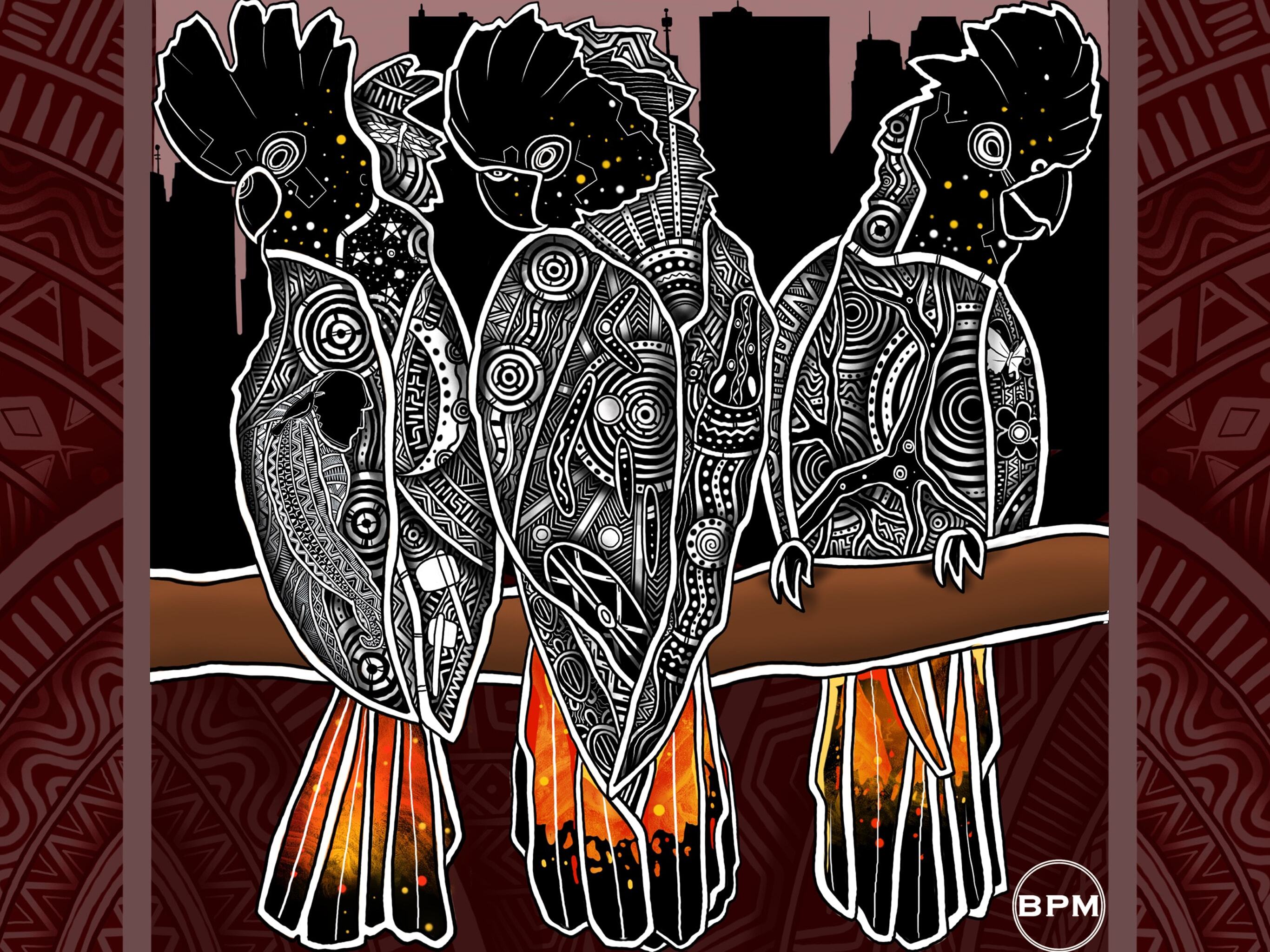 Indigenous Glossy Black Cockatoo Art Wallpaper from Beau Pennefather-Motlop