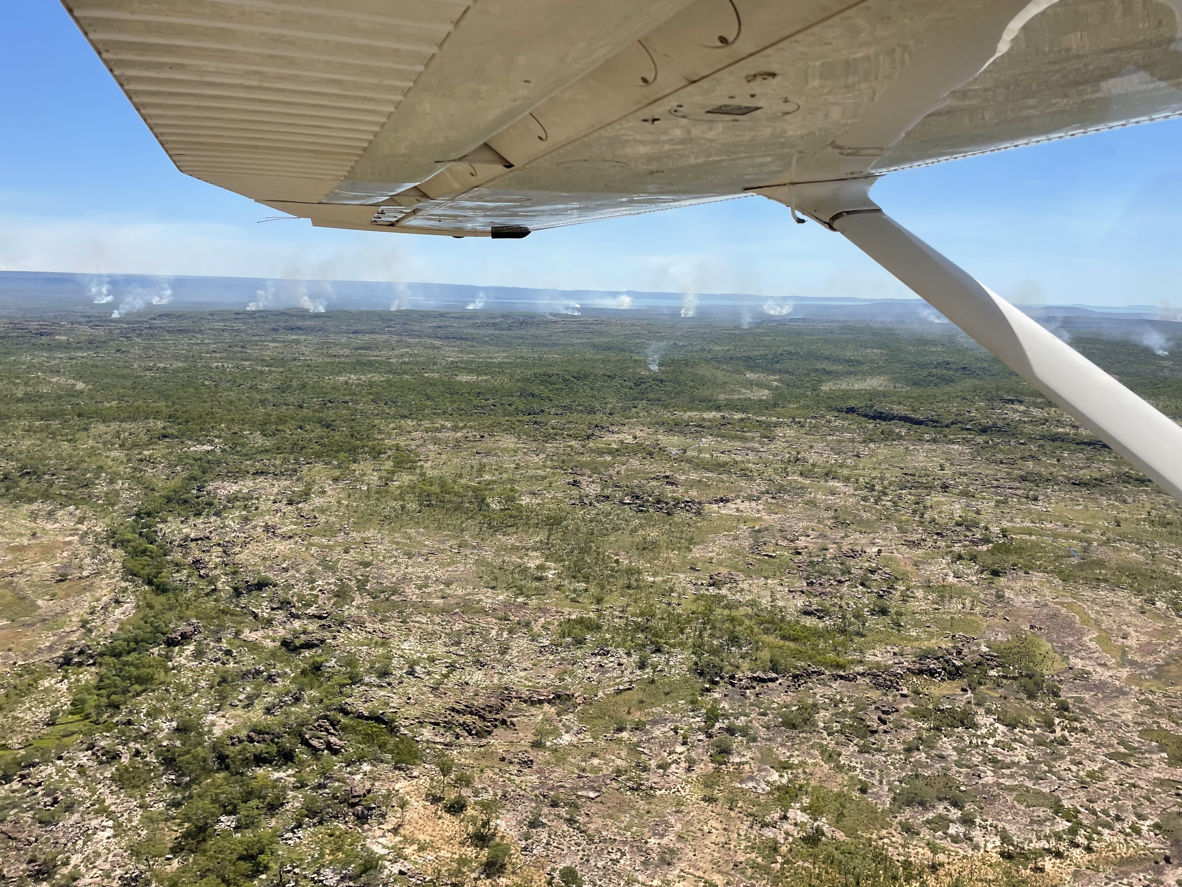 An incendiary burn line on Wunambal Gaambera Country viewed from the air
