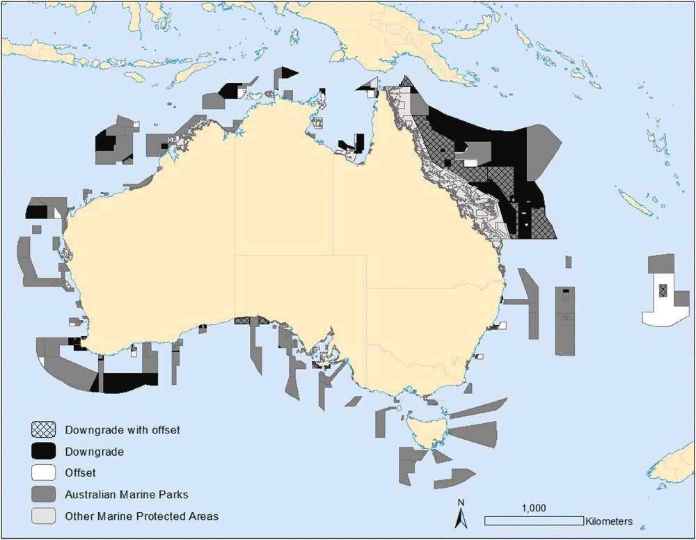 Spatial patterns of PADDD events associated with the 2018 Australian Systemic Downgrade