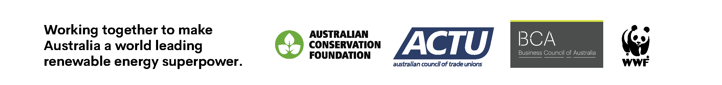 ACF ACTU BCA WWF logos