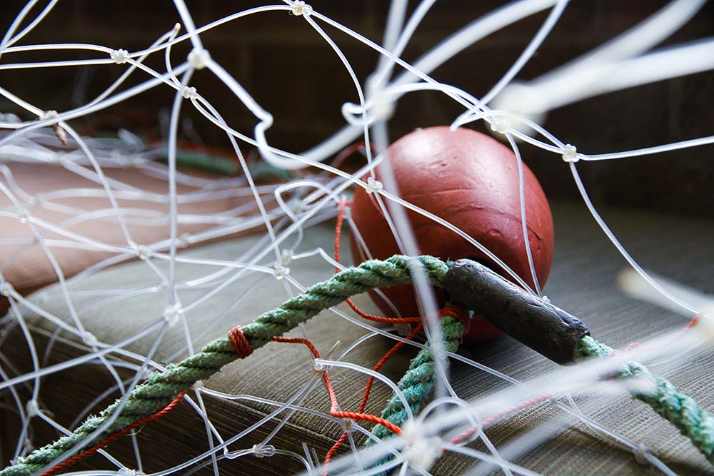 Close up of what was the last full-time commercial gill net retrieved from Princess Charlotte Bay in Far North Queensland