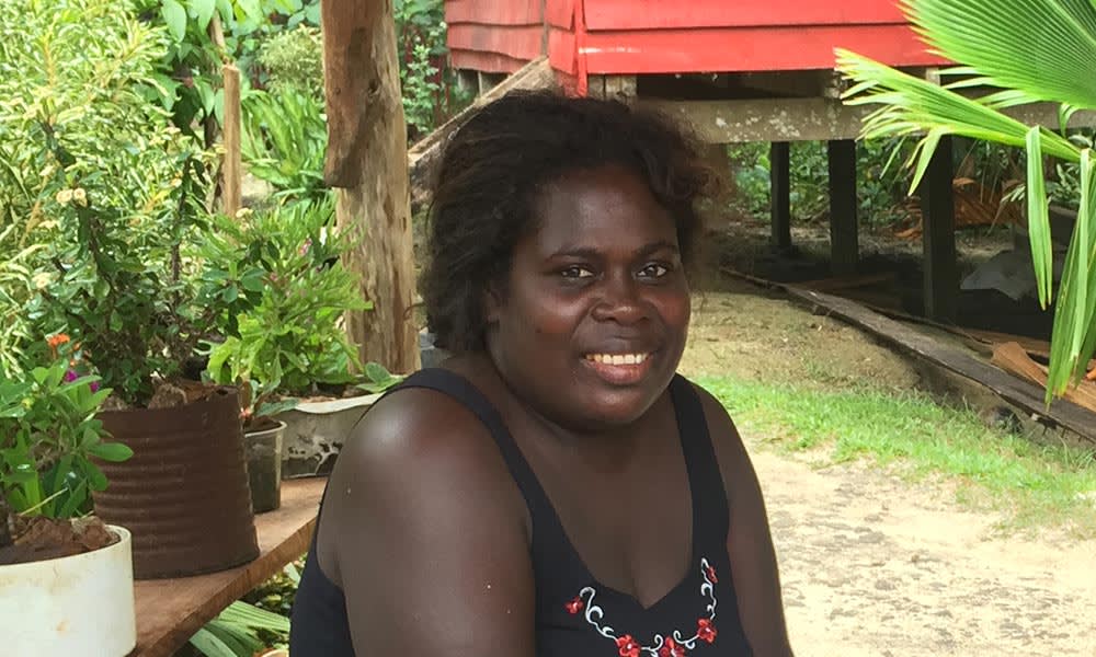 Hellen Maikia at her smallgoods shop in Simboro village, Gizo