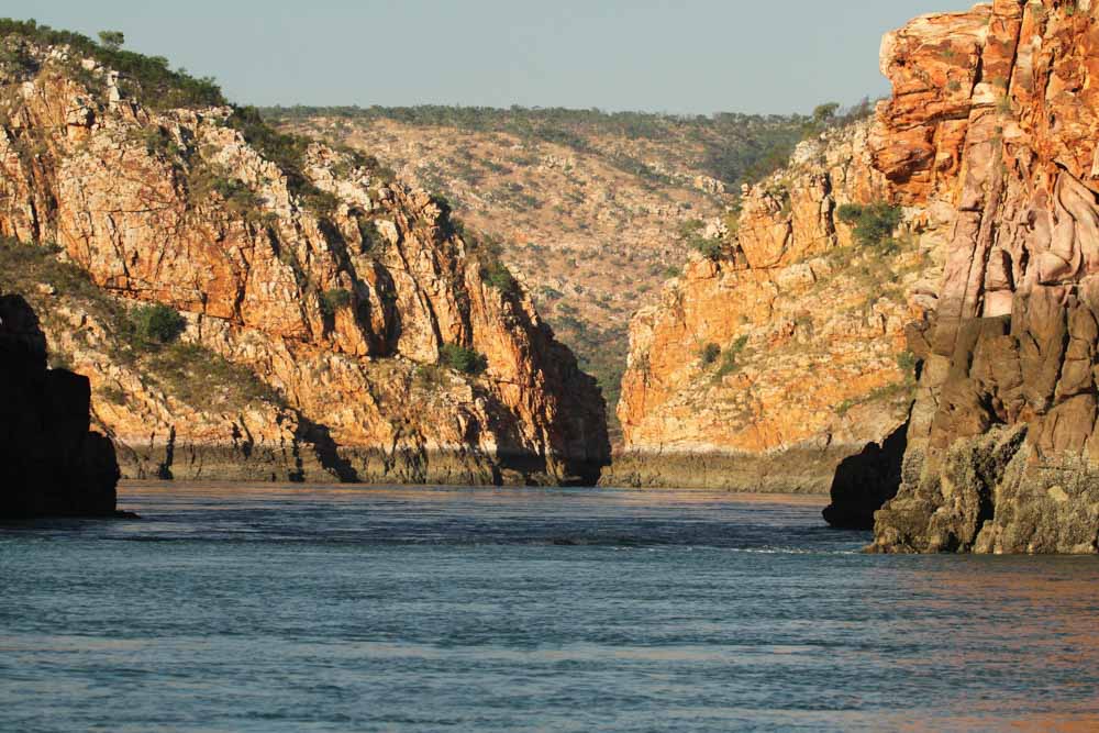 Boat cruising through Horizontal Falls in the Kimberley region= Western Australia= May 2015