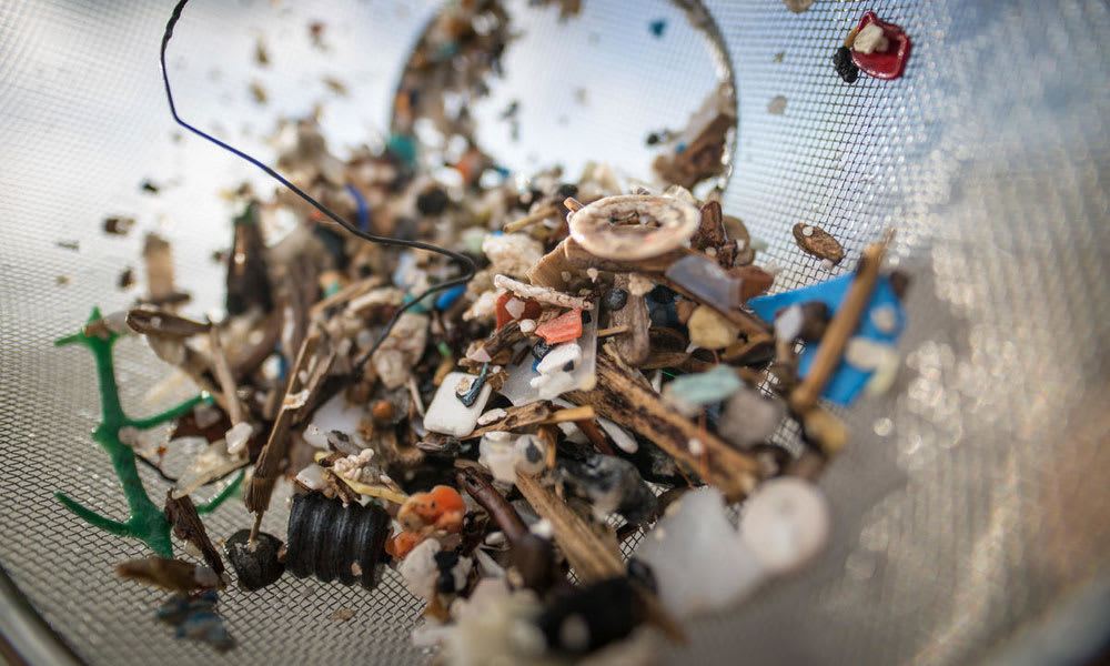 A collection of microplastics and mesoplastic debris