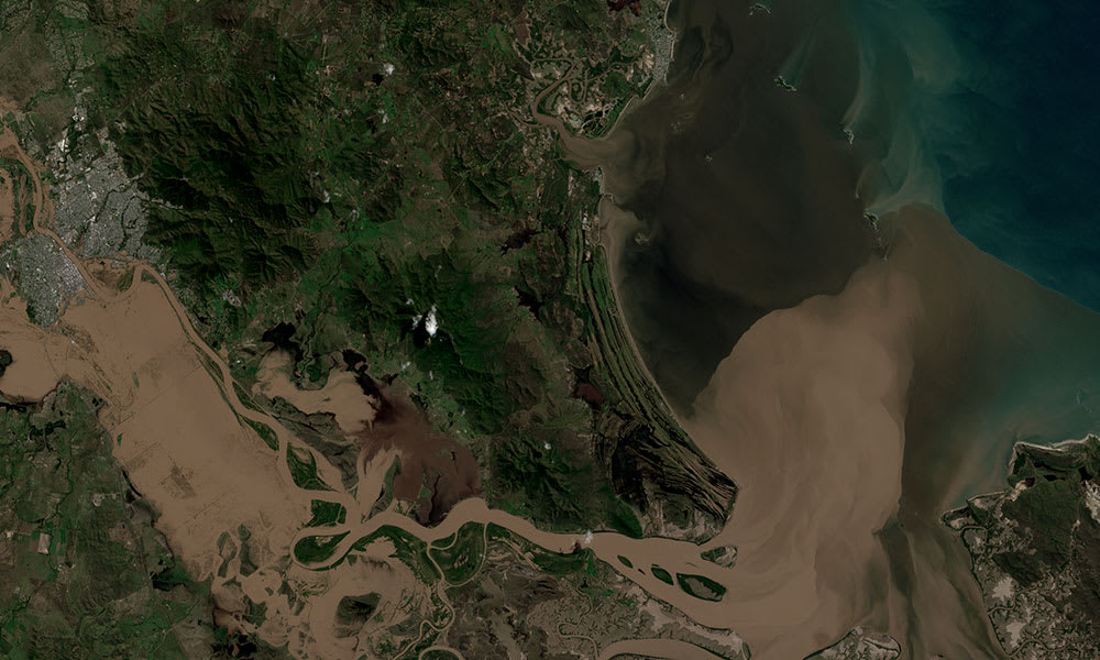 Satellite image of Fitzroy River flood plume, Queensland on the 8th of April 2017.
