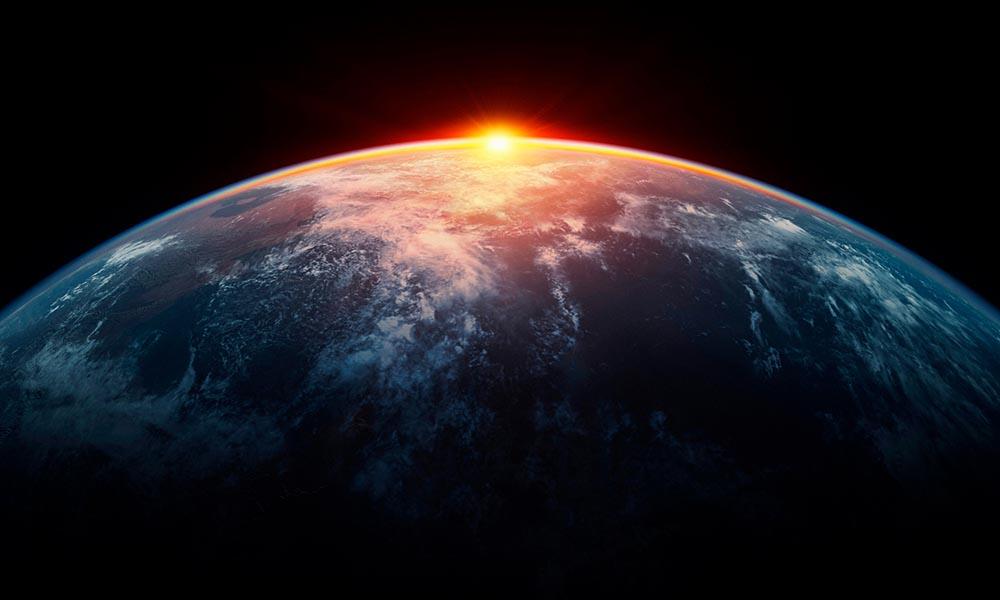Sunlight eclipsing planet Earth