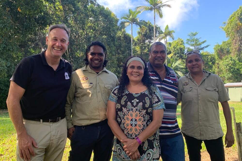 WWF-Australia CEO Dermot O'Gorman with the Girringun Aboriginal Corporation team