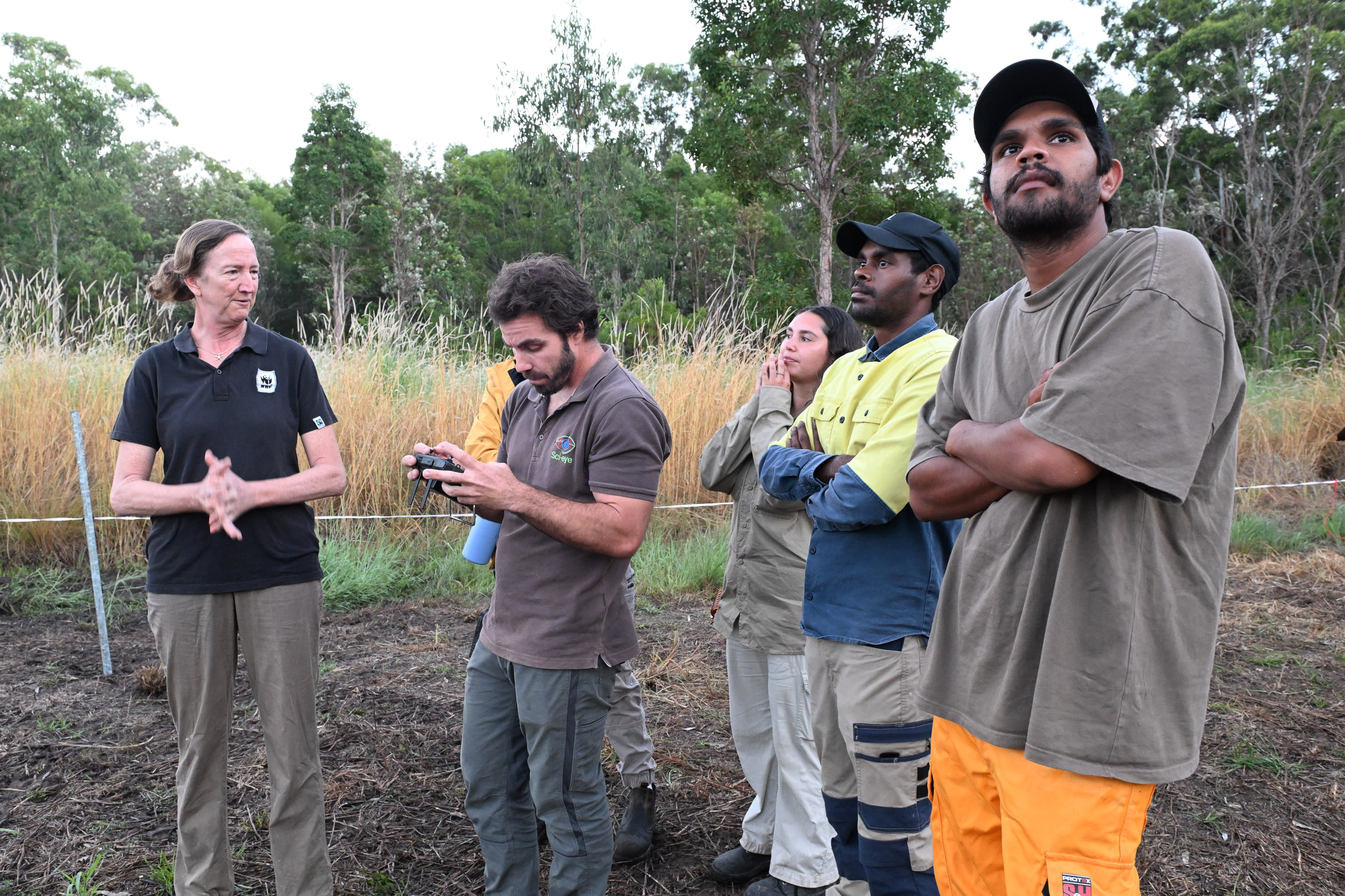 Harry and Maitland Wilson conducting drone surveys on Minyumai IPA with Tanya Pritchard from WWF-Australia and SciEye