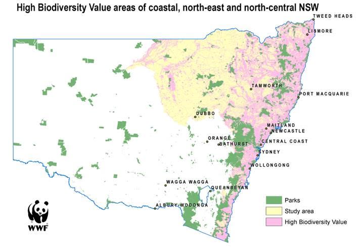 High Biodviersity areas of coastal, north-east and north-central NSW
