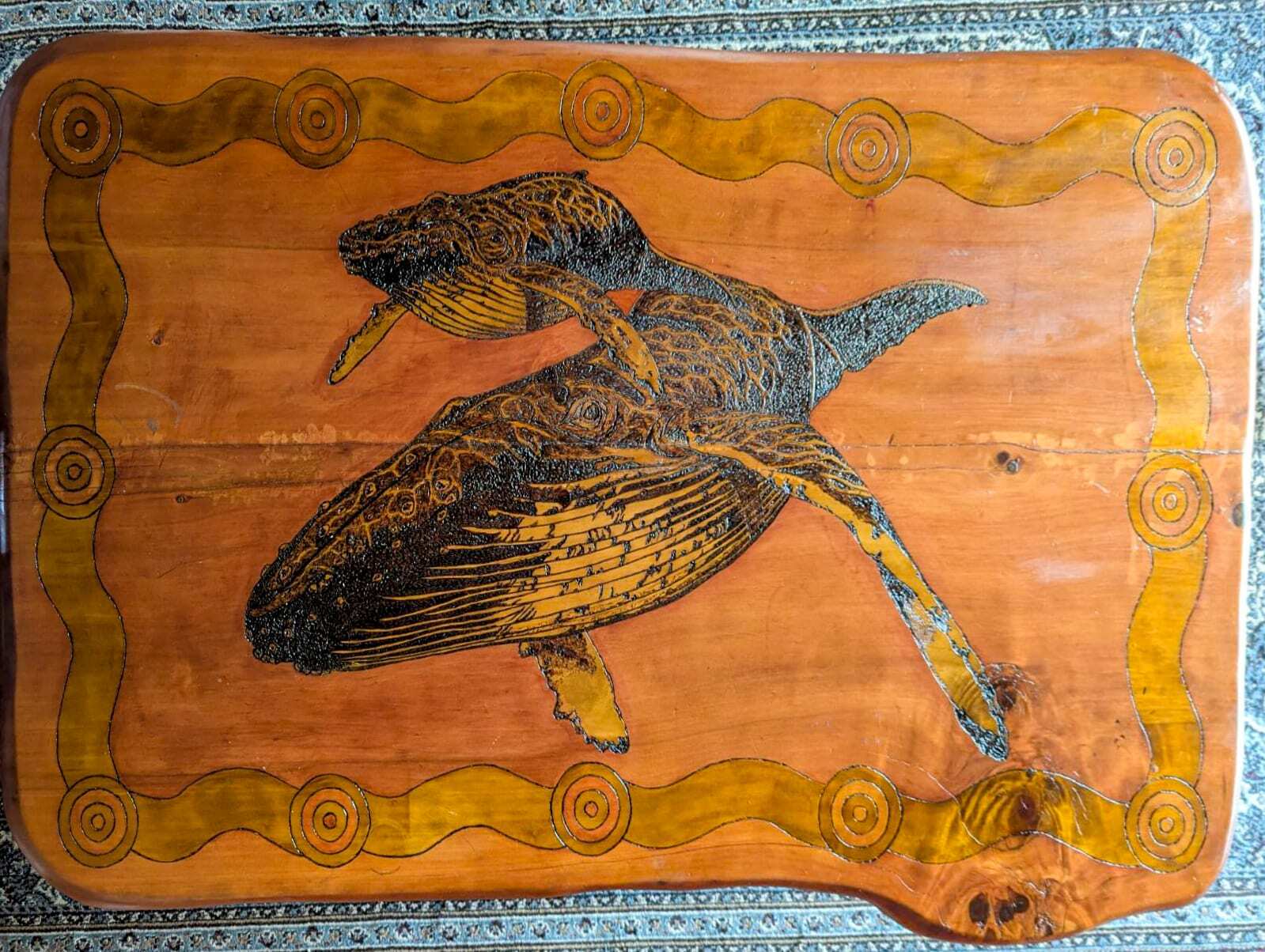 Whale art by Myangah Pirate, a Budawang artist from the Yuin Nation