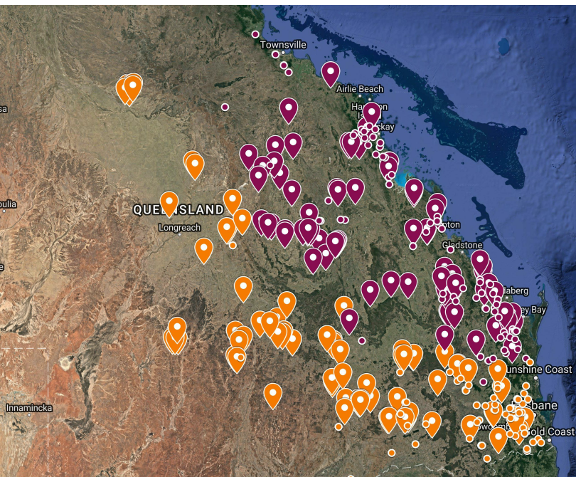 Map showing location of clearing notifications (March 2017)